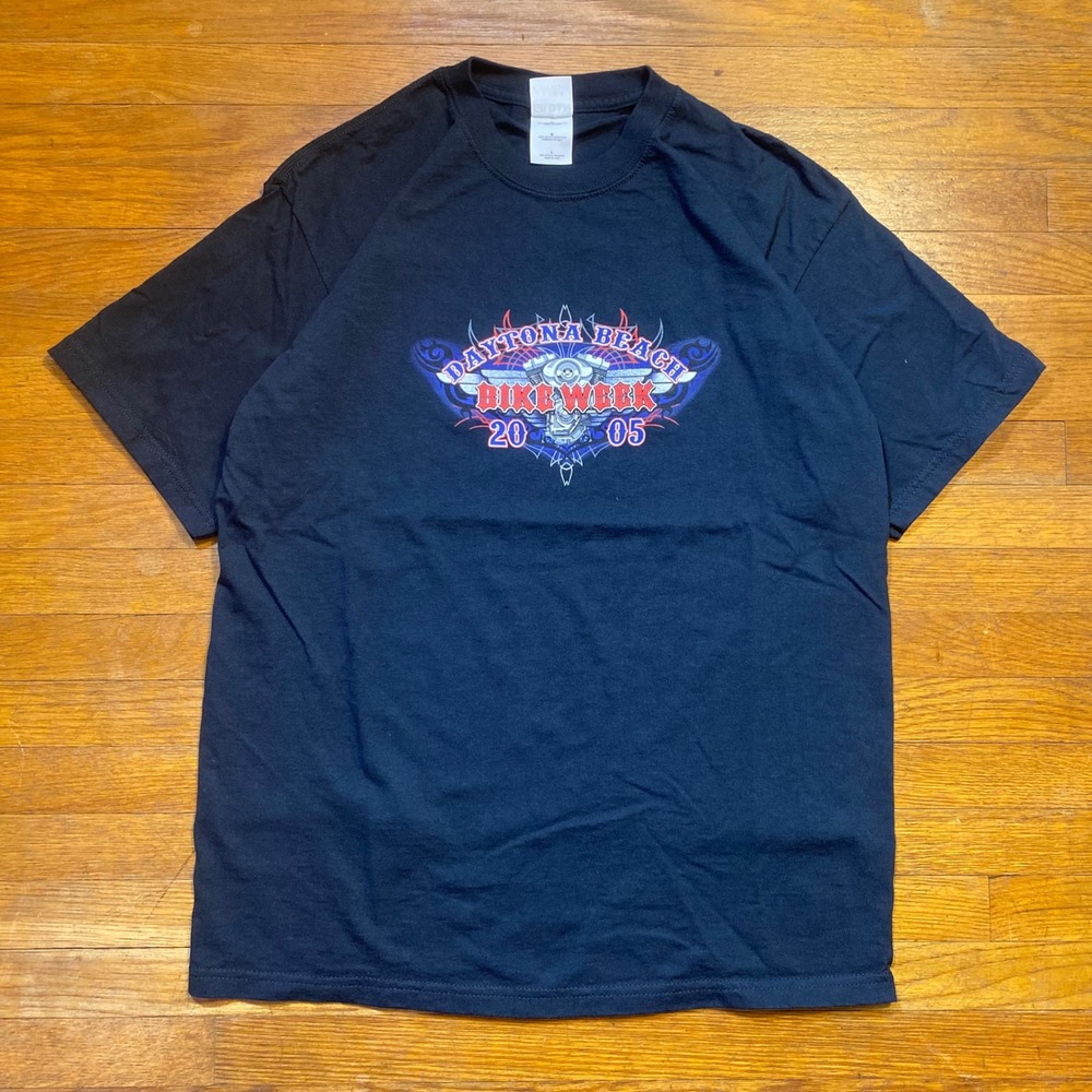 Daytona Beach Bike Week 2005 Black Y2K Tribal Graphic T-Shirt Mens Large